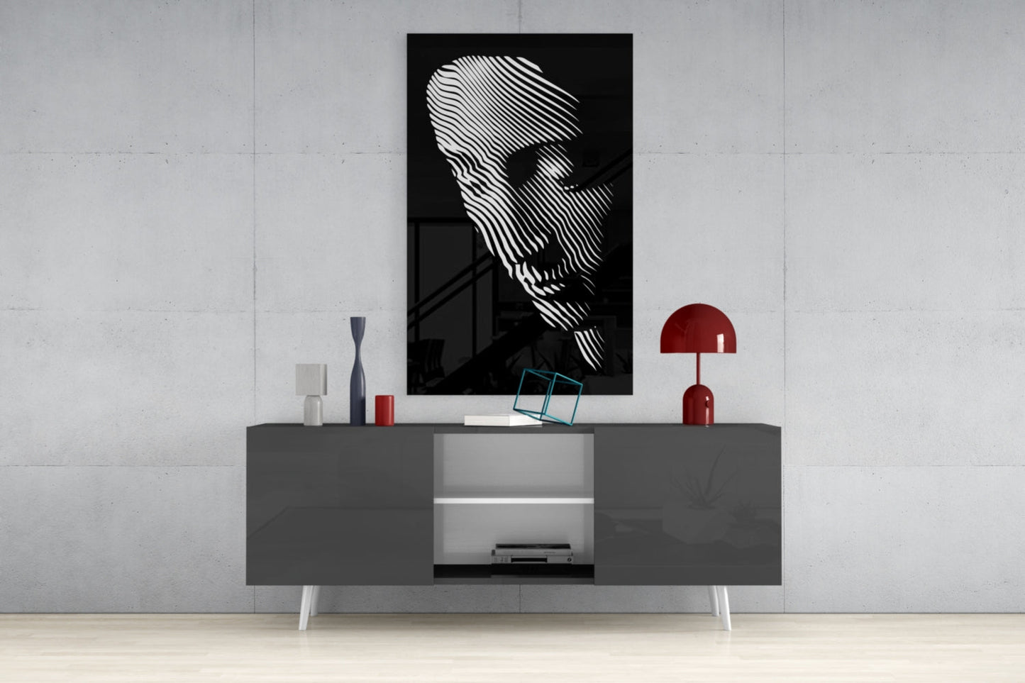 Contemplation Line Art Glass Wall Art