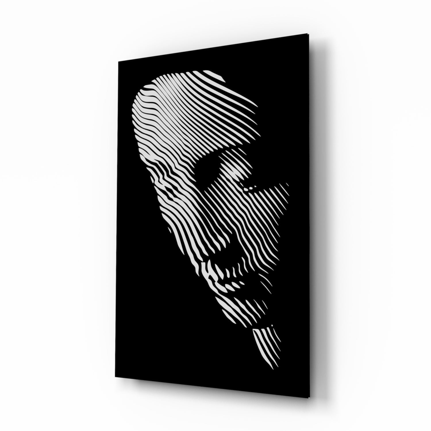 Contemplation ivory line art portrait glass wall art