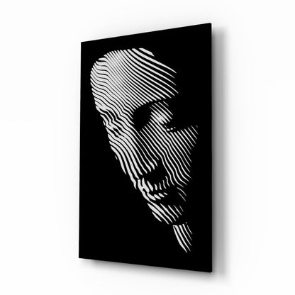 Contemplation ivory line art portrait glass wall art