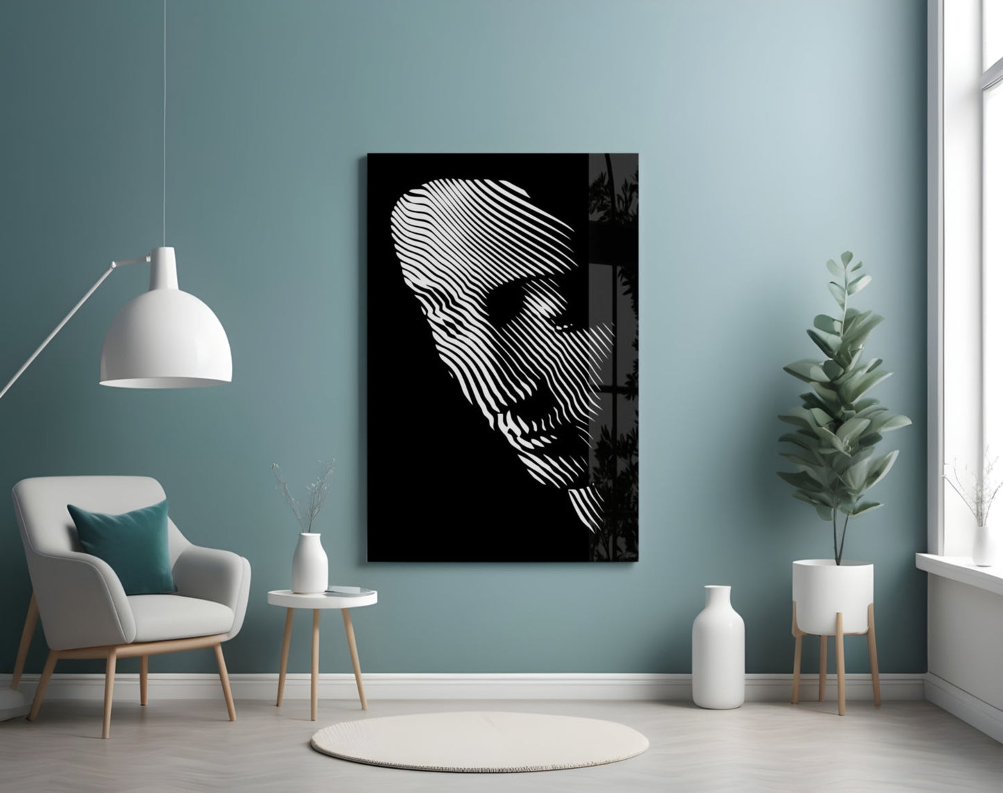 Contemplation Line Art Glass Wall Art