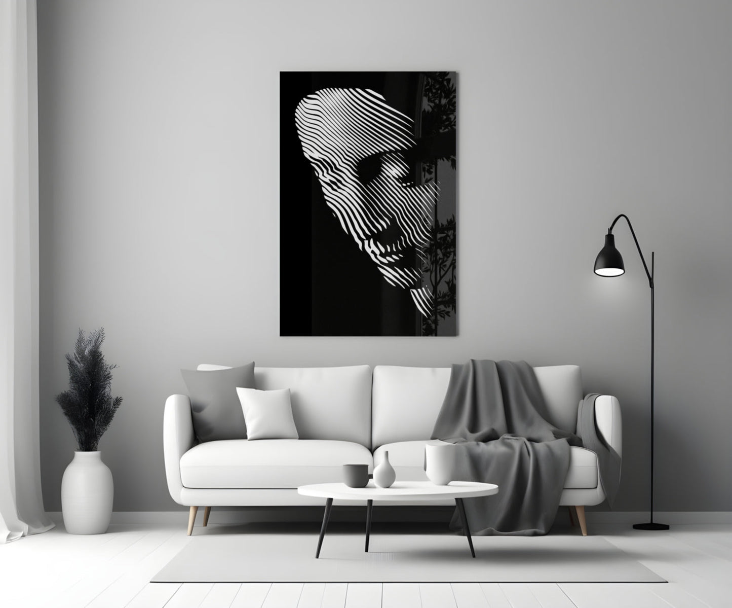 Contemplation Line Art Glass Wall Art