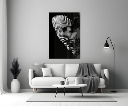 Contemplation Line Art Glass Wall Art