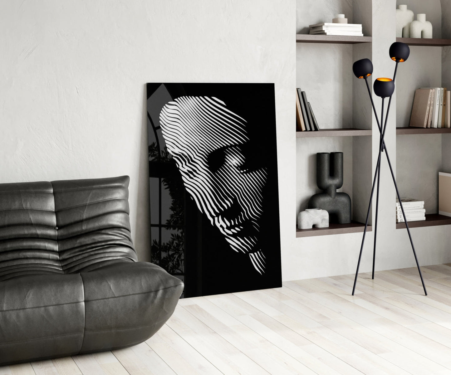 Contemplation Line Art Glass Wall Art
