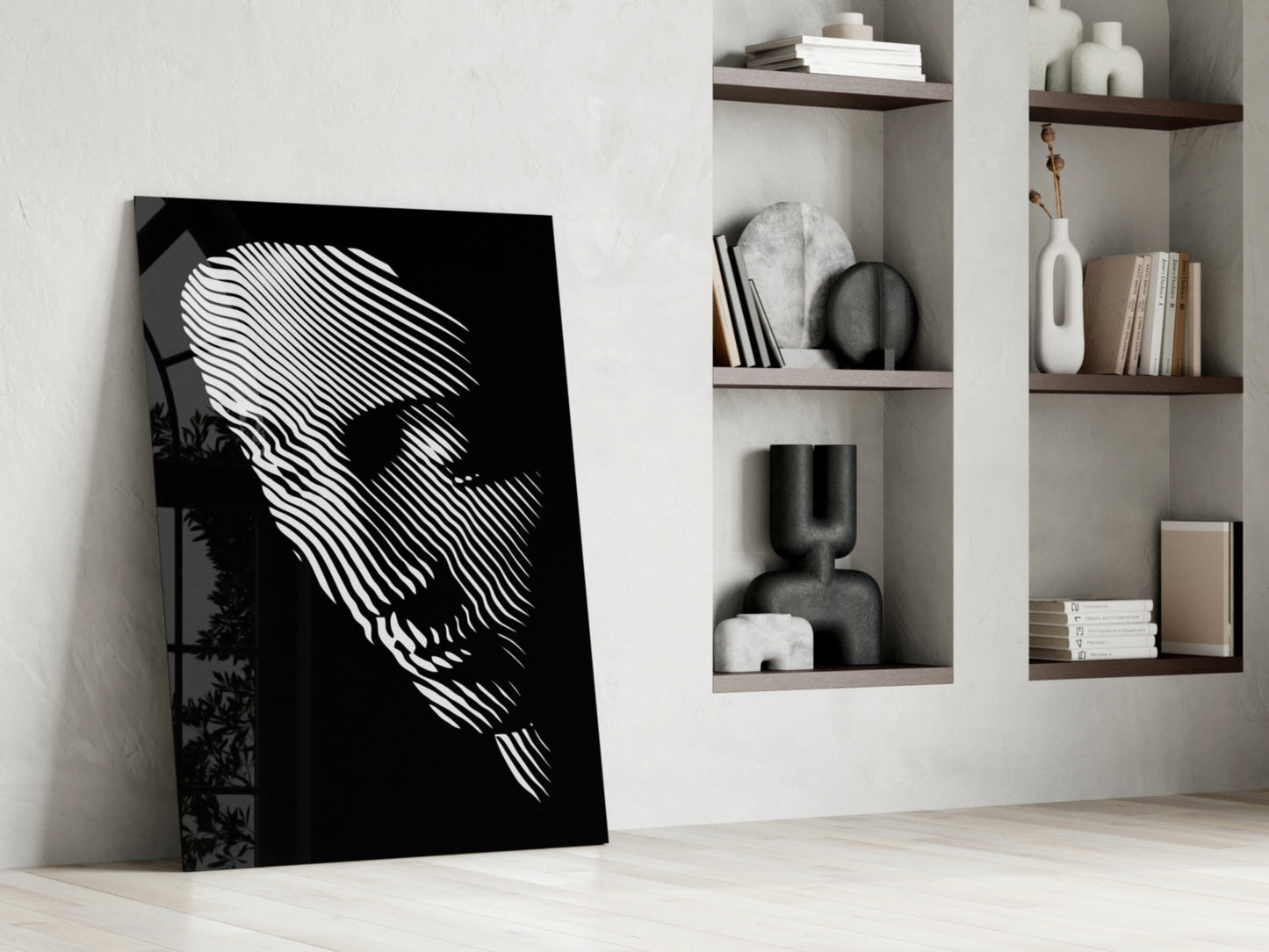 Contemplation Line Art Glass Wall Art