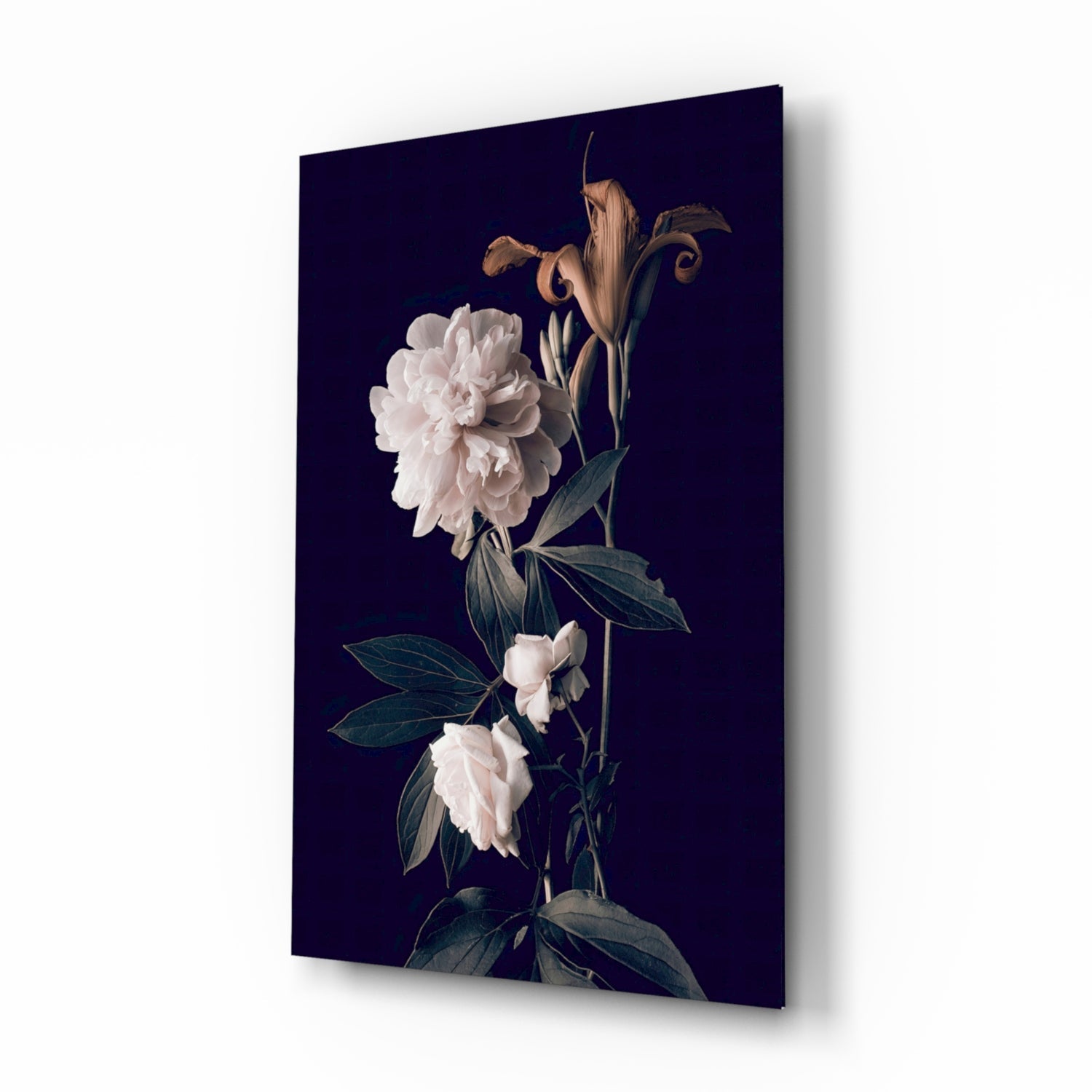 White Rose Dutch Still Life Glass Wall Art