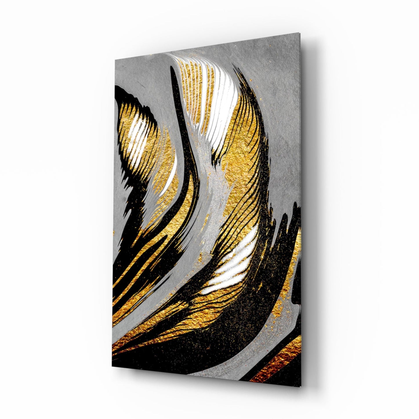 Golden Wings glass wall art abstract painterly print