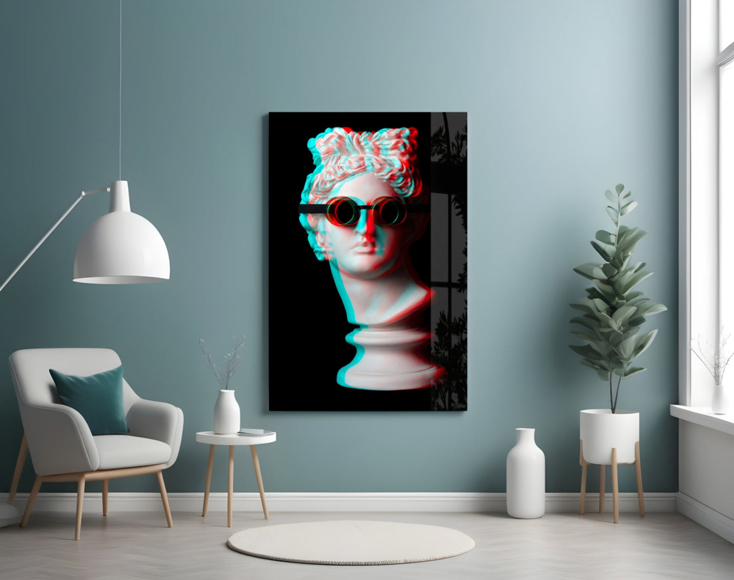 Apollo Bust Steampunk Goggles Glass Wall Art
