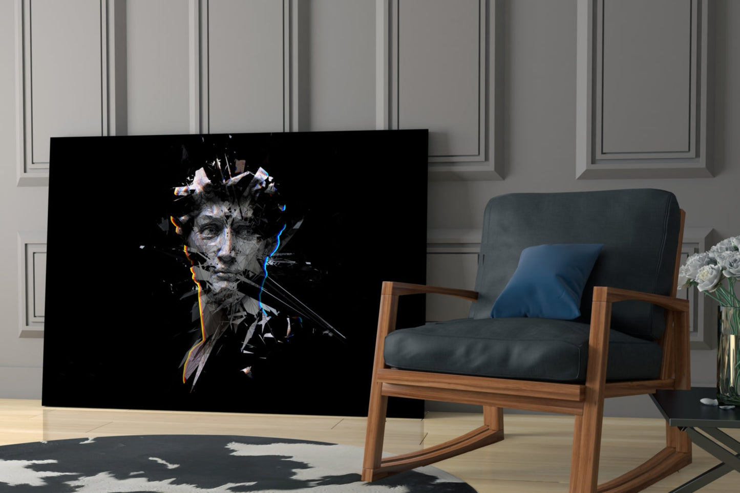 Shattered Face Black Glass Wall Art