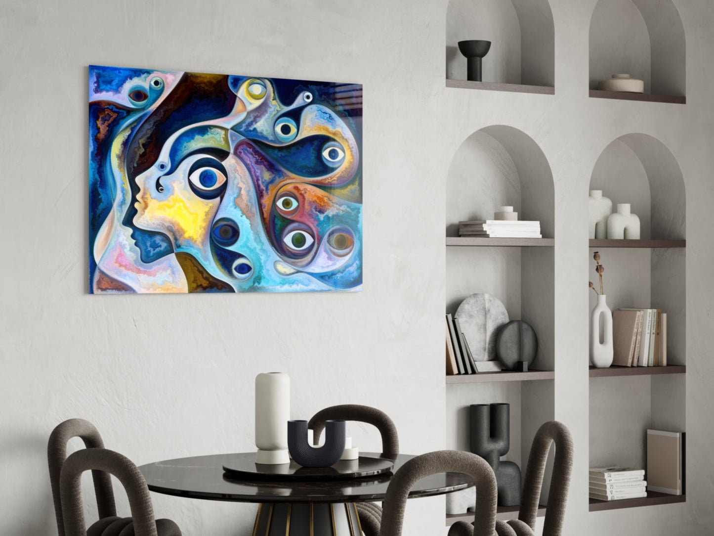 Marbled Eyes Abstract Glass Wall Art