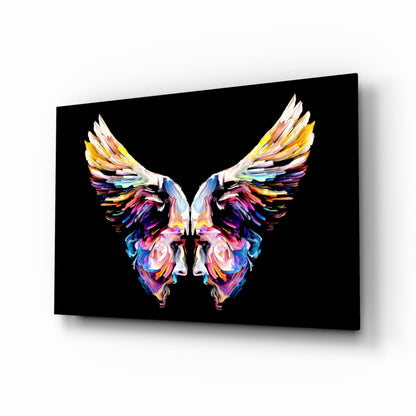 Angel wings colorful glass wall art print