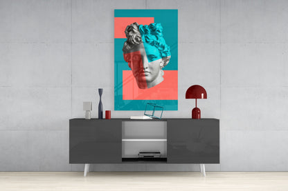 Apollo Bust Pop Art Glass Wall Art