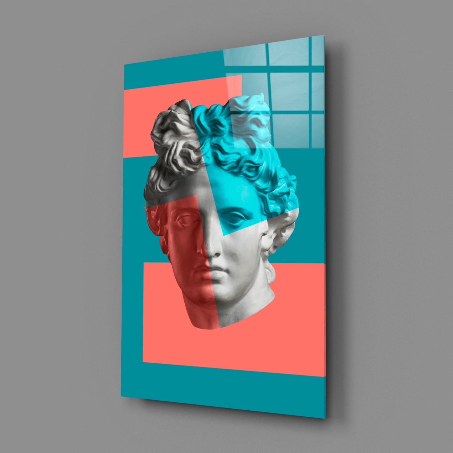Apollo Bust Pop Art Glass Wall Art