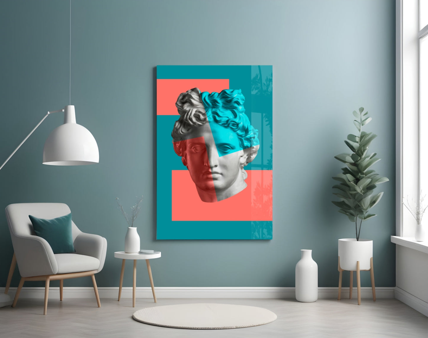 Apollo Bust Pop Art Glass Wall Art