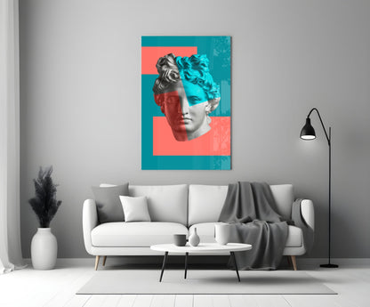 Apollo Bust Pop Art Glass Wall Art