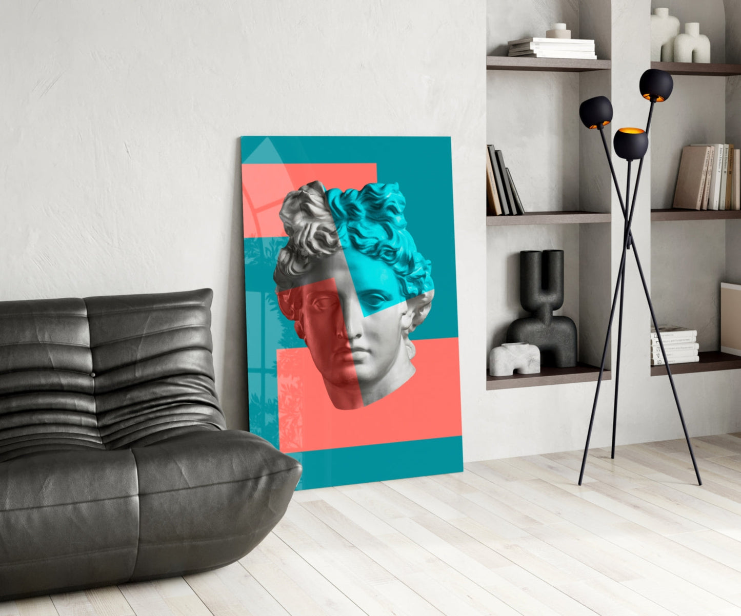 Apollo Bust Pop Art Glass Wall Art