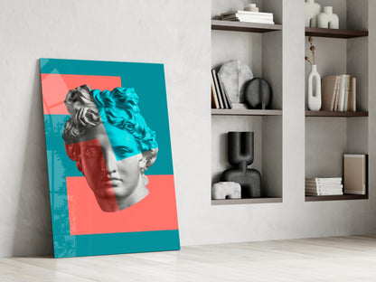 Apollo Bust Pop Art Glass Wall Art