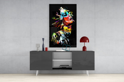 Colorful Portrait Abstract Glass Wall Art