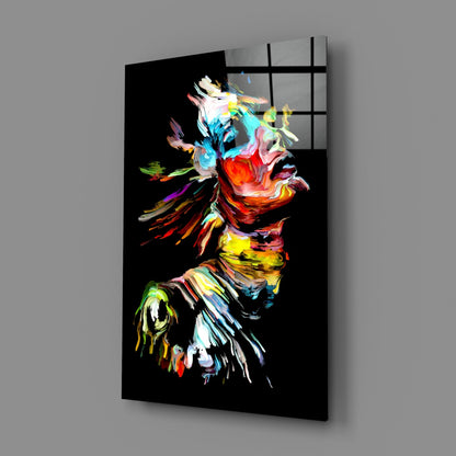 Colorful Portrait Abstract Glass Wall Art
