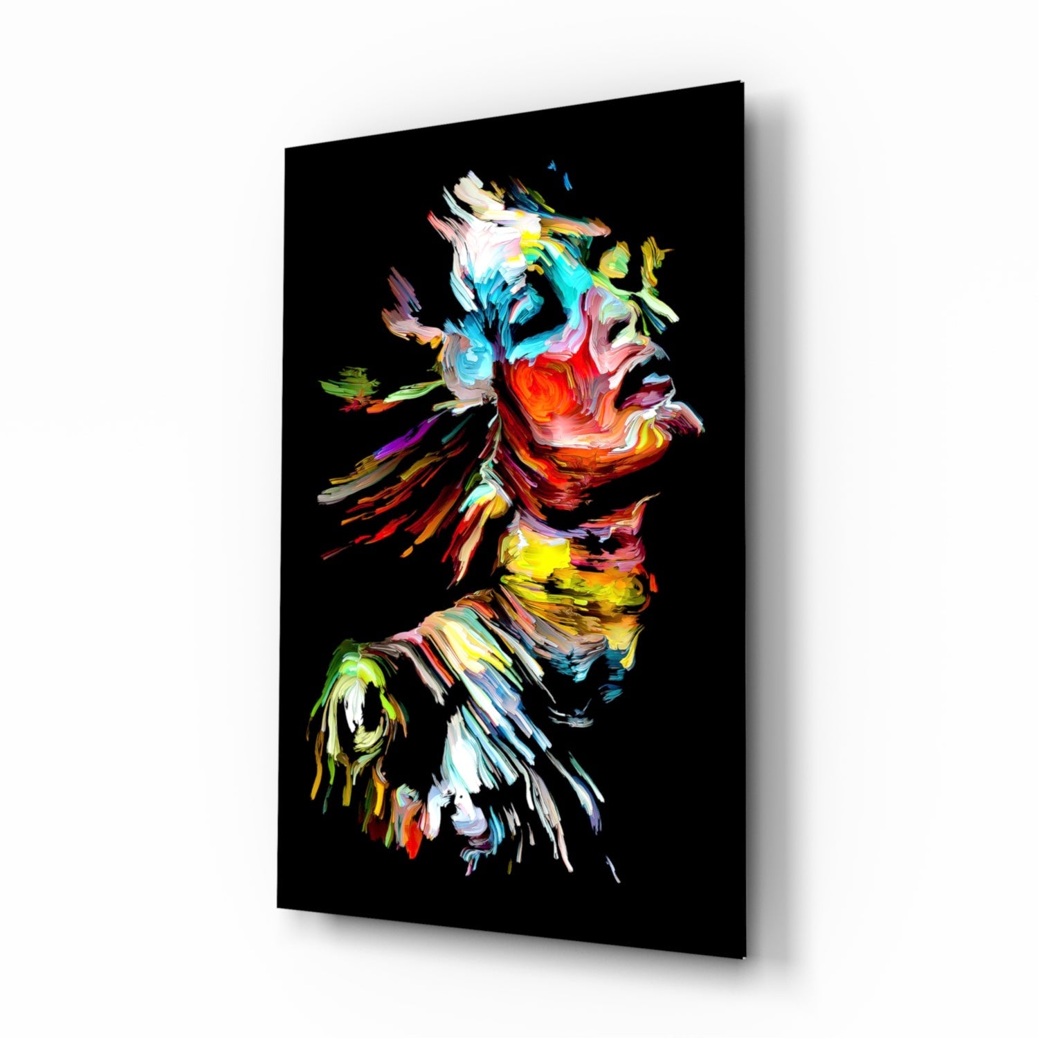 Colorful Portrait Abstract Glass Wall Art