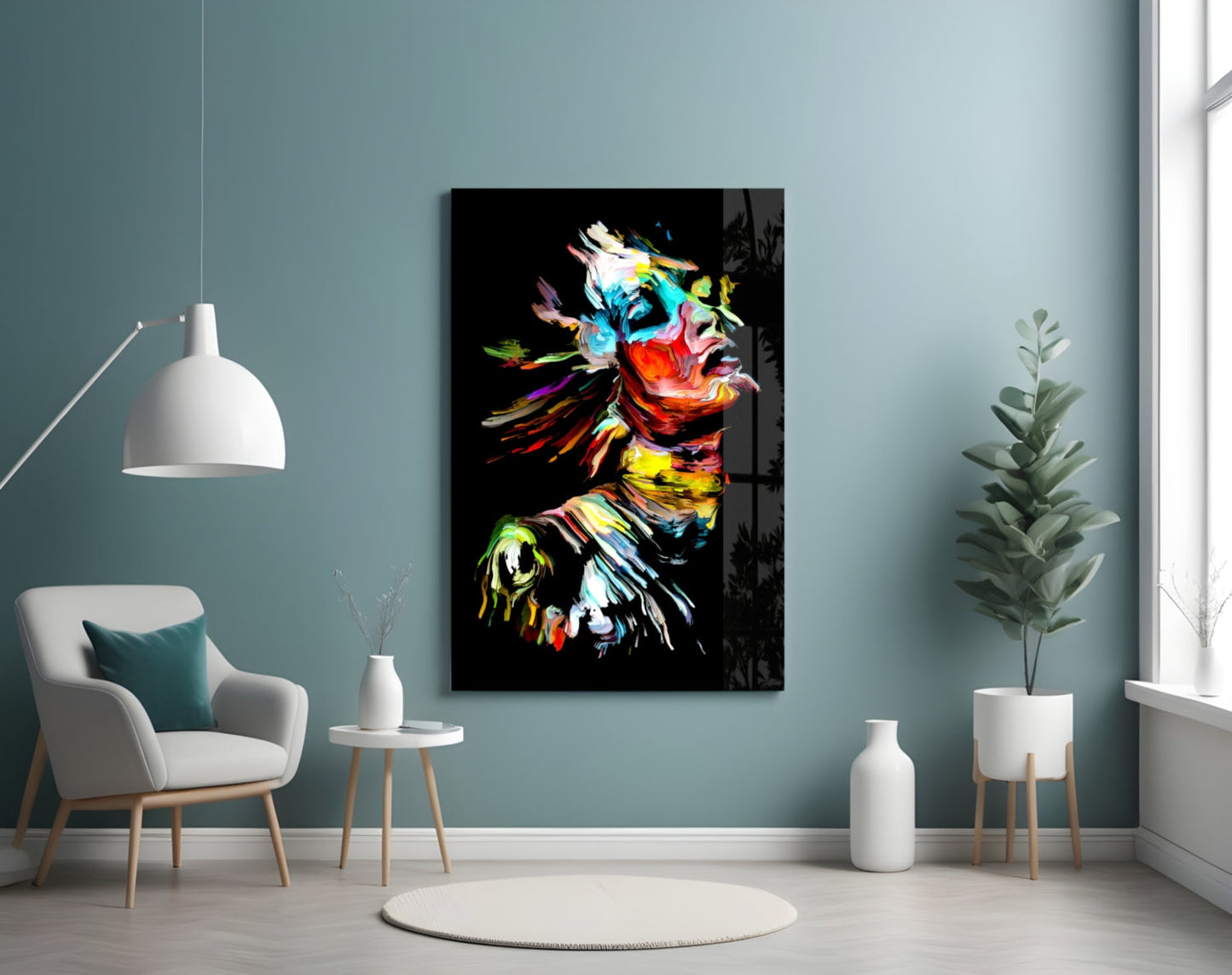 Colorful Portrait Abstract Glass Wall Art