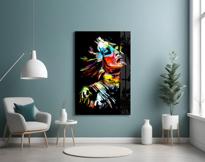 Colorful Portrait Abstract Glass Wall Art