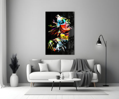 Colorful Portrait Abstract Glass Wall Art