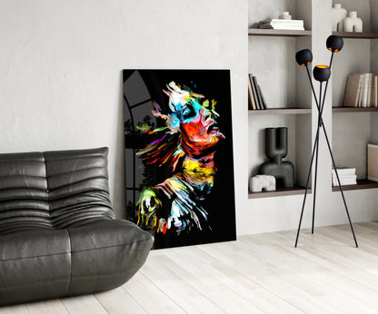 Colorful Portrait Abstract Glass Wall Art