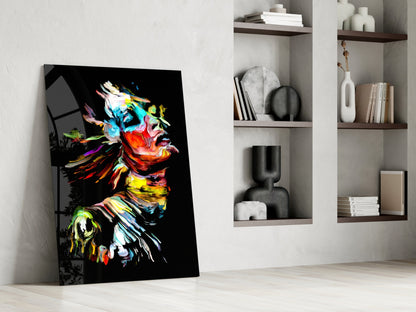 Colorful Portrait Abstract Glass Wall Art