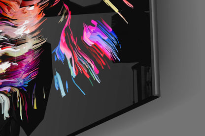 Fiery Portrait Abstract Glass Wall Art