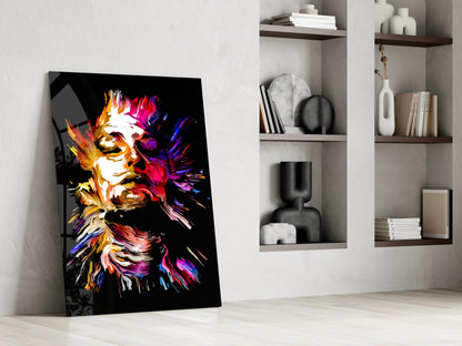 Fiery Portrait Abstract Glass Wall Art