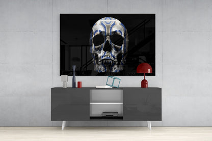 Tribal Pattern Skull Glass Wall Art