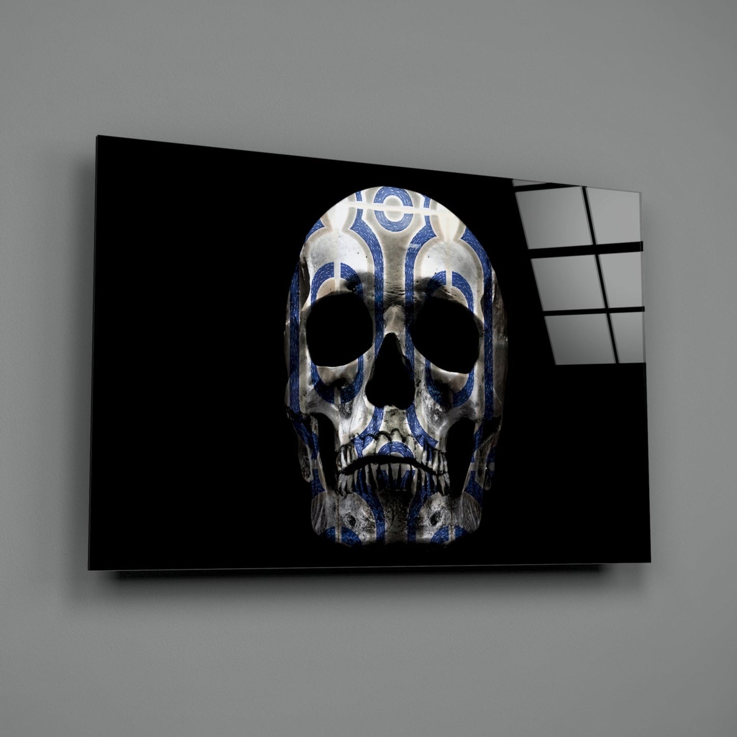 Tribal Pattern Skull Glass Wall Art