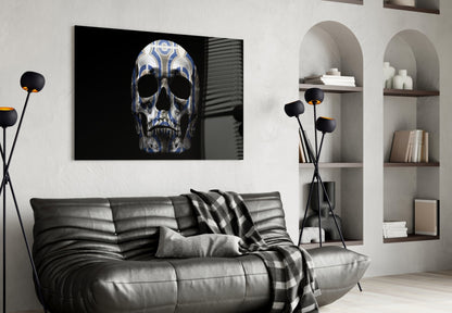Tribal Pattern Skull Glass Wall Art