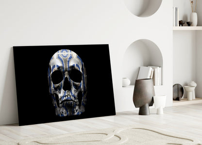 Tribal Pattern Skull Glass Wall Art