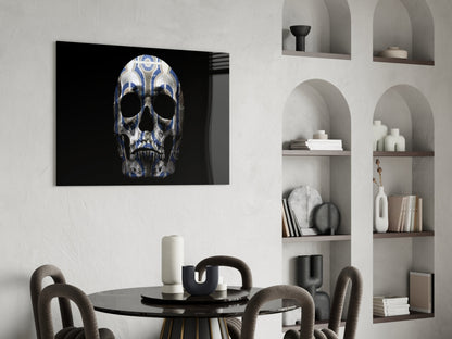 Tribal Pattern Skull Glass Wall Art