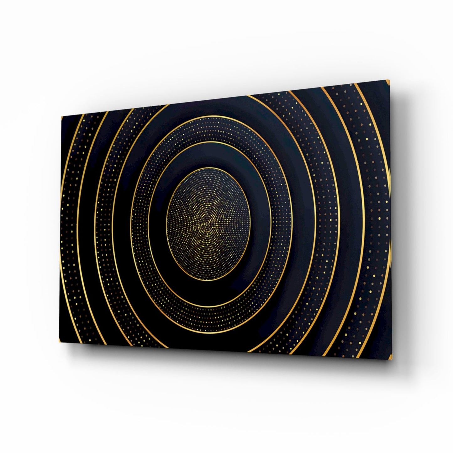 Circle gold mandala glass wall art for foyer or living room decor