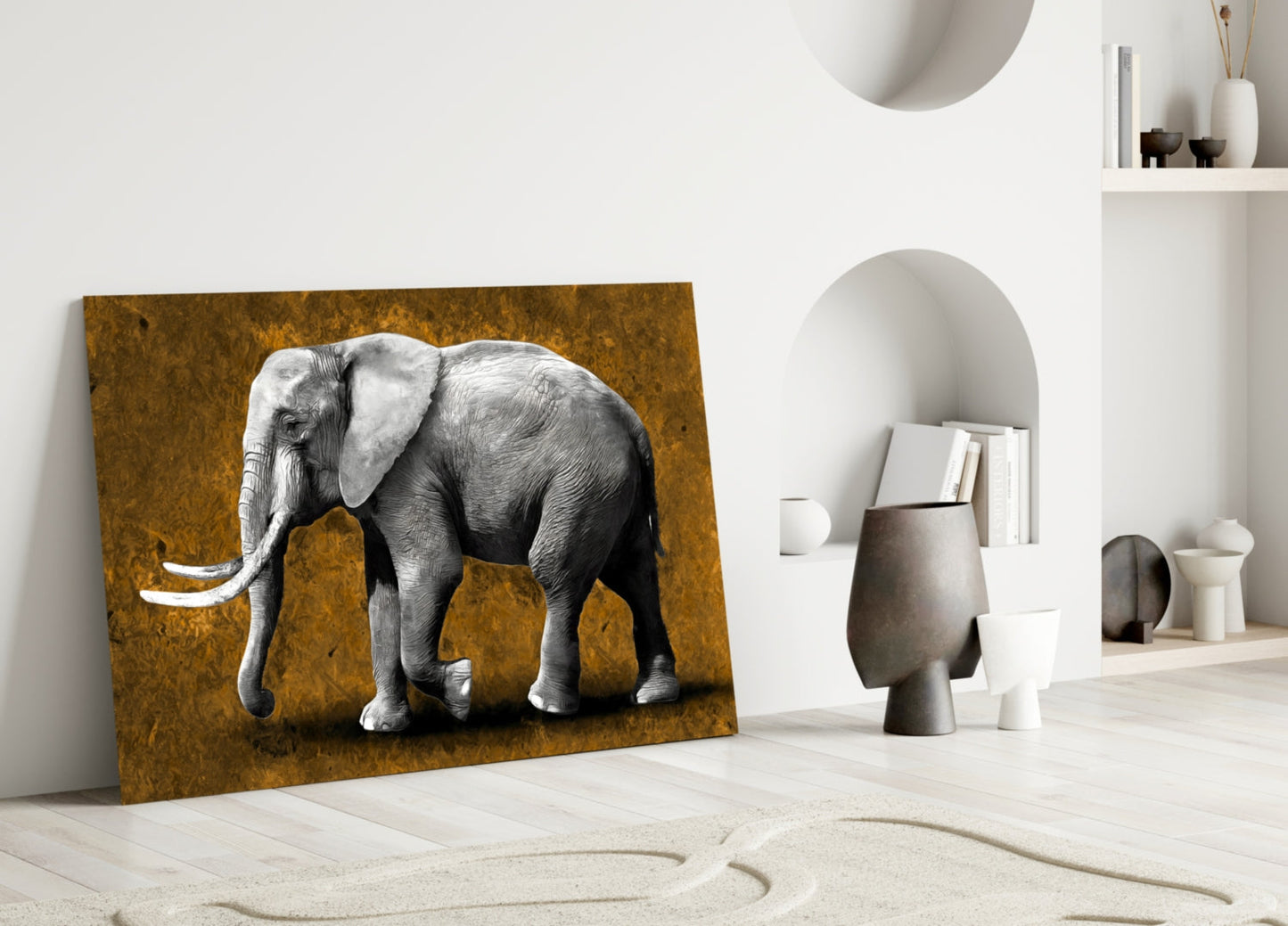 Amber Elephant Glass Wall Art