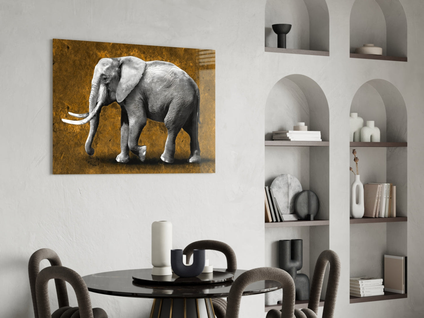 Amber Elephant Glass Wall Art