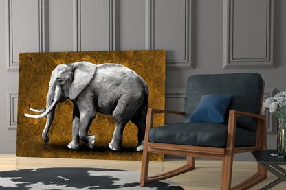 Amber Elephant Glass Wall Art