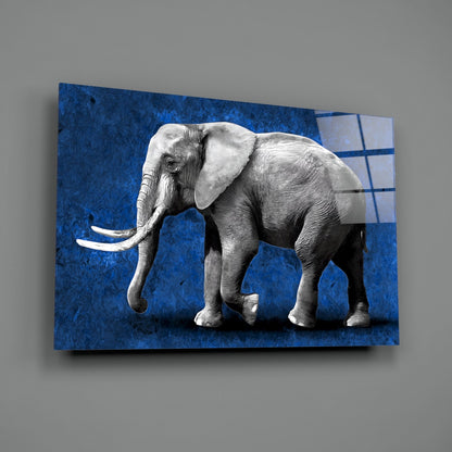 Cobalt Elephant Glass Wall Art