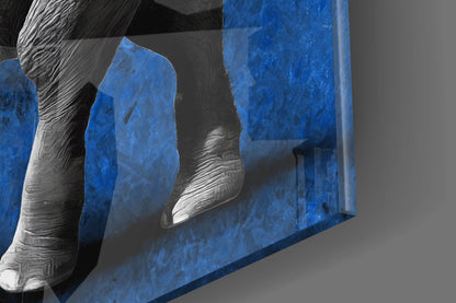 Cobalt Elephant Glass Wall Art