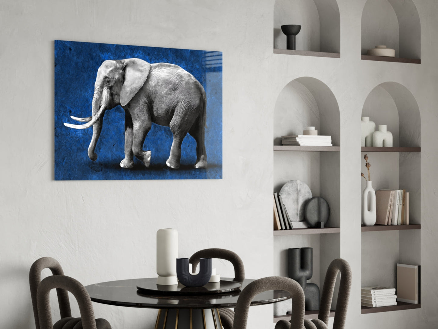 Cobalt Elephant Glass Wall Art
