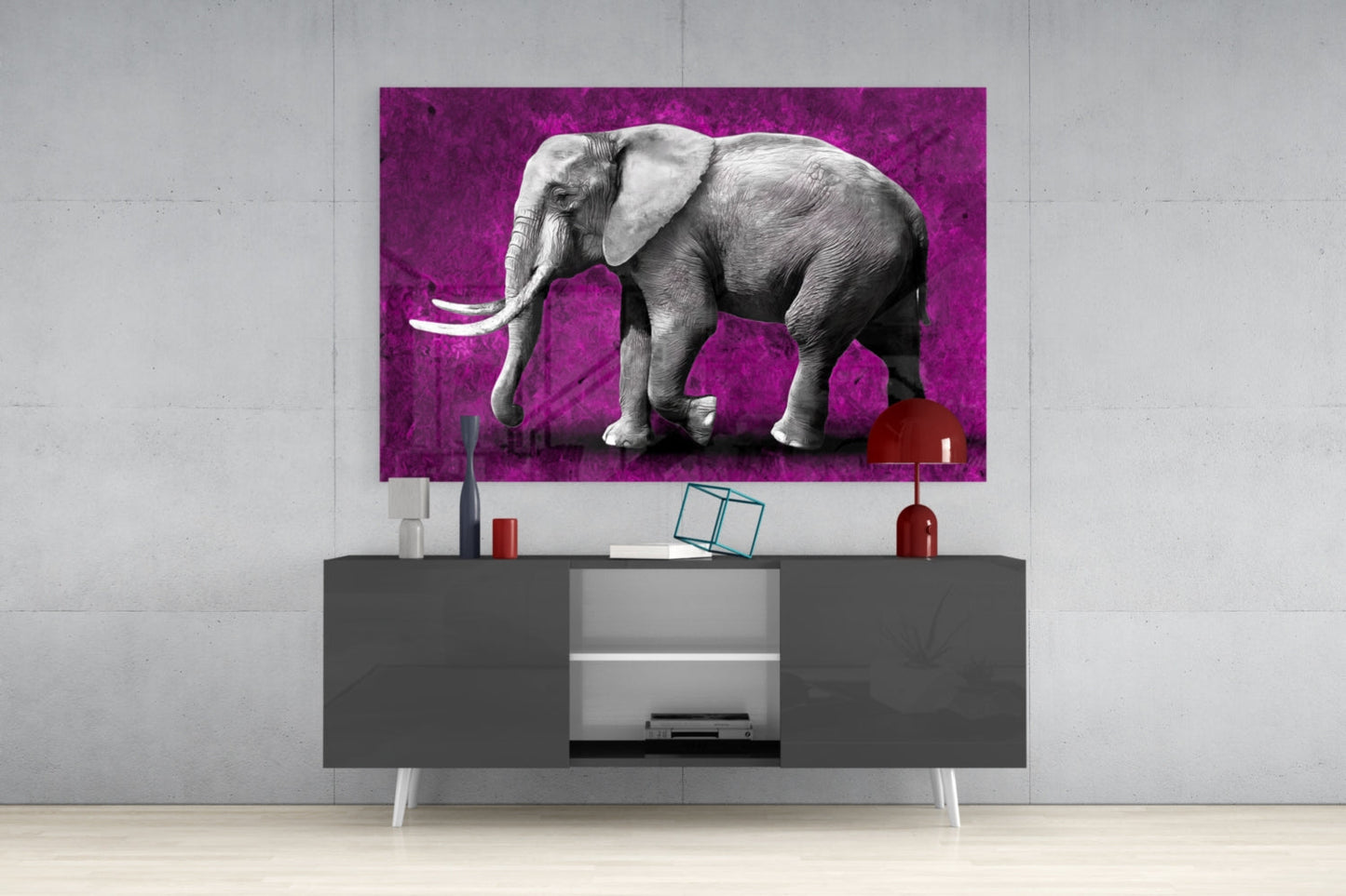 Magenta Elephant Glass Wall Art