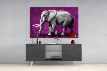 Magenta Elephant Glass Wall Art