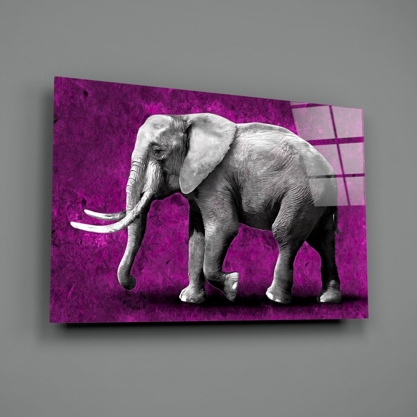 Magenta Elephant Glass Wall Art
