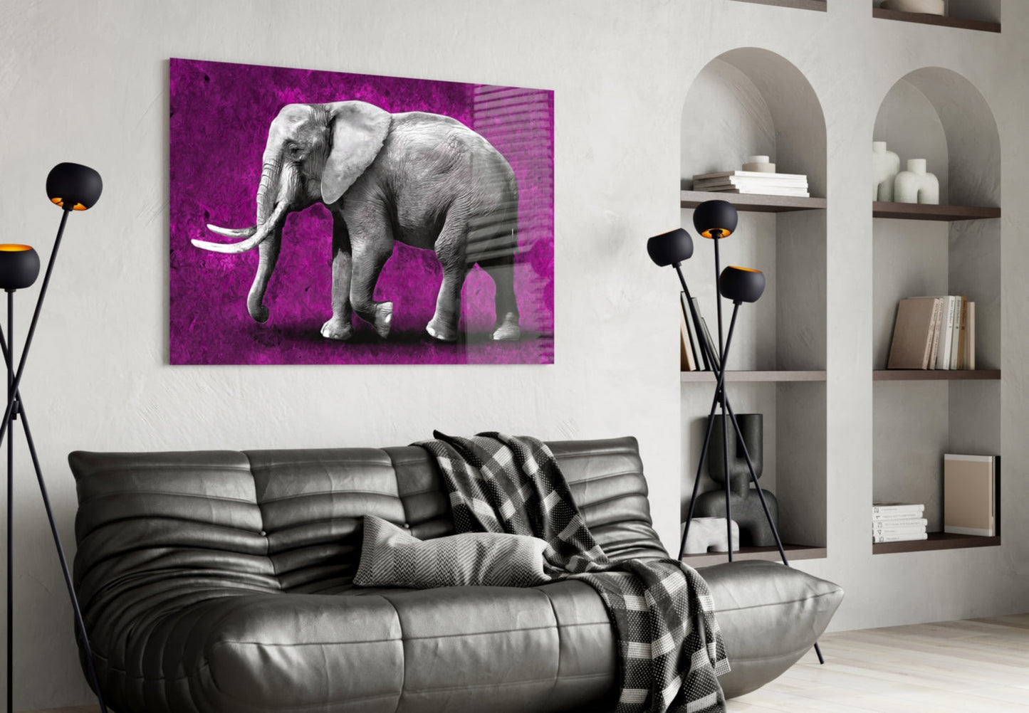 Magenta Elephant Glass Wall Art