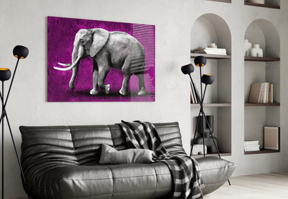 Magenta Elephant Glass Wall Art