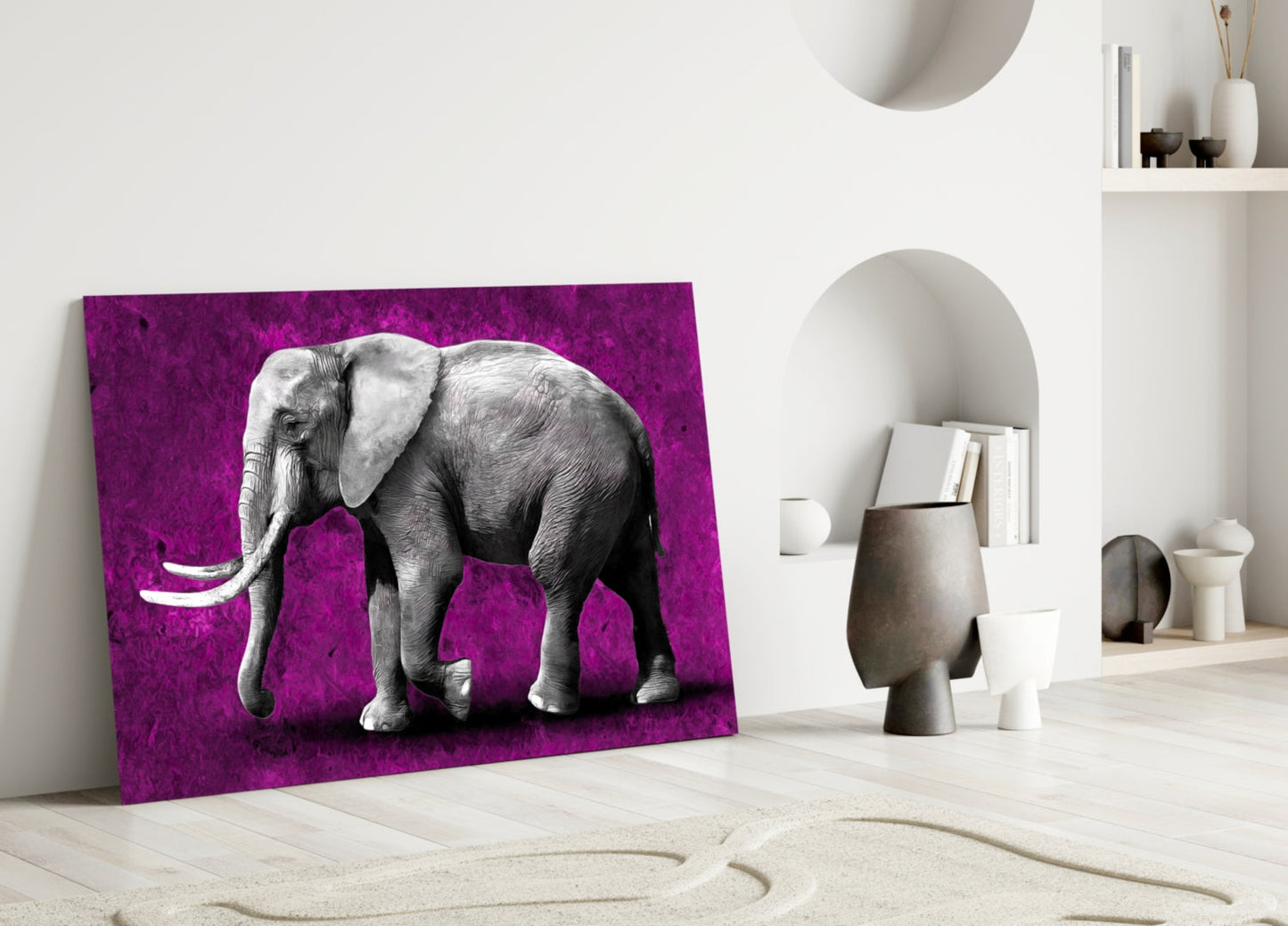 Magenta Elephant Glass Wall Art