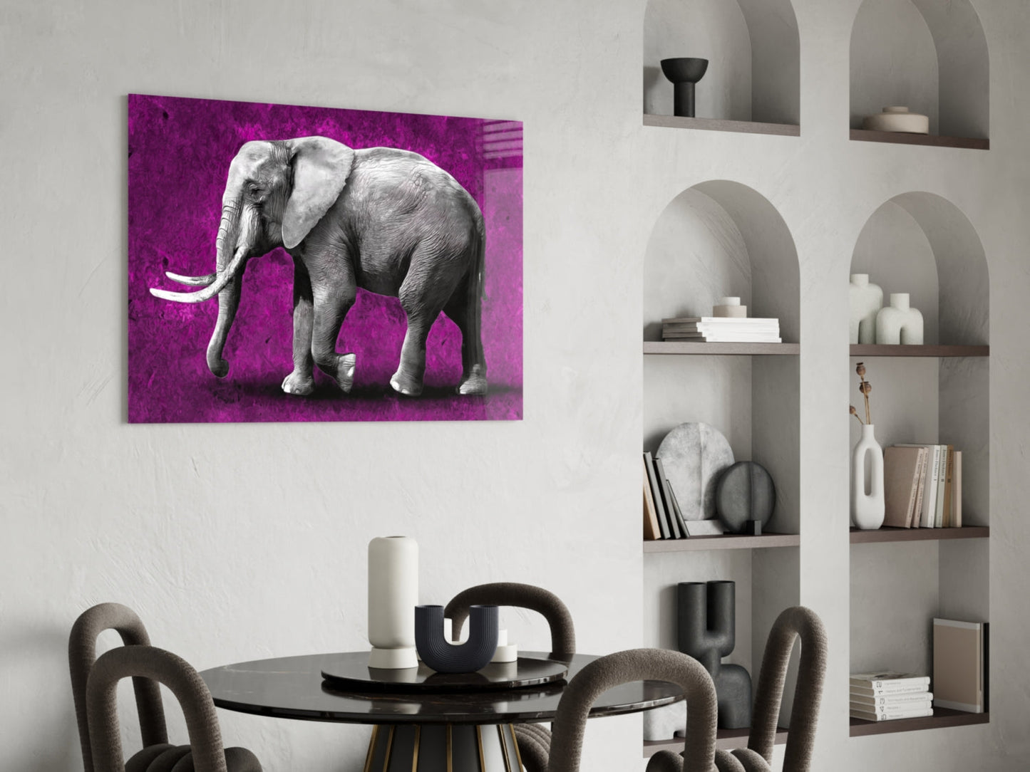 Magenta Elephant Glass Wall Art