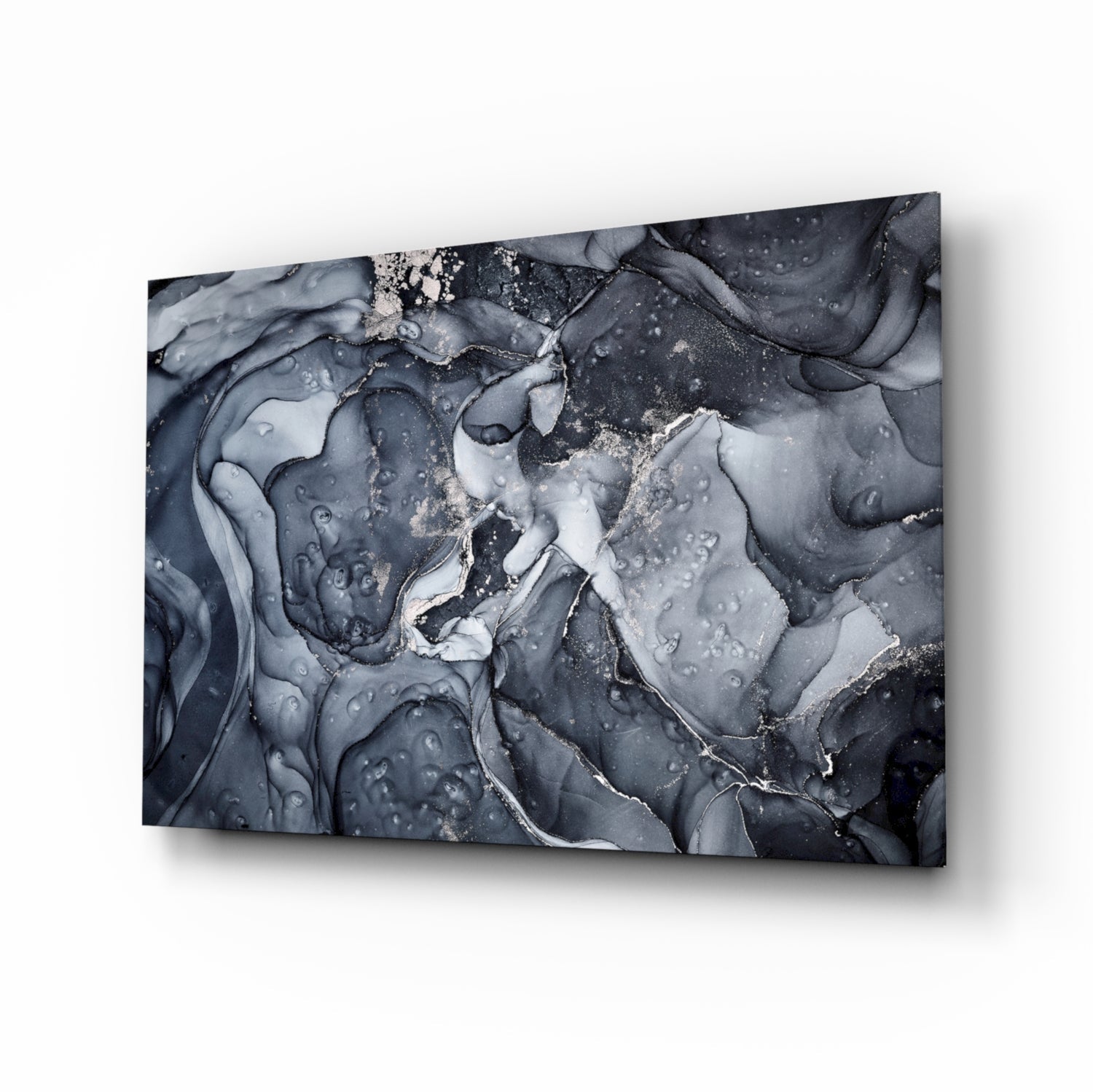 Storm marble glass wall art abstract fluid art